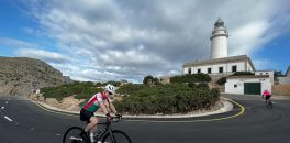 Arriving to spectacular cycling destination - Formentor Lighthouse (Cap Formentor) in Mallorca, Spain