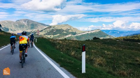 Riding the Monte Baldo climb located east side on the lake Garda
