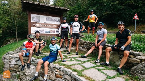 This is where the Muro di Sormano starts > it is called the steepest cycling path of the world just 2 km long averaging just15%