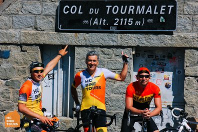 At the summit of Col du Tourmalet Tour de France climb
