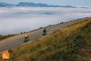 When you reach the heaven for cyclists - at the top of Hautacam Pyrenees France