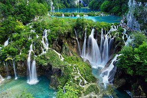 Waterfalls at Plitvicka Jezera National Park on Croatia cycling trip with HC Bike Tours