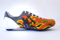 custom painted s-works 7 cycling shoe hand painted by HC Bike Tours