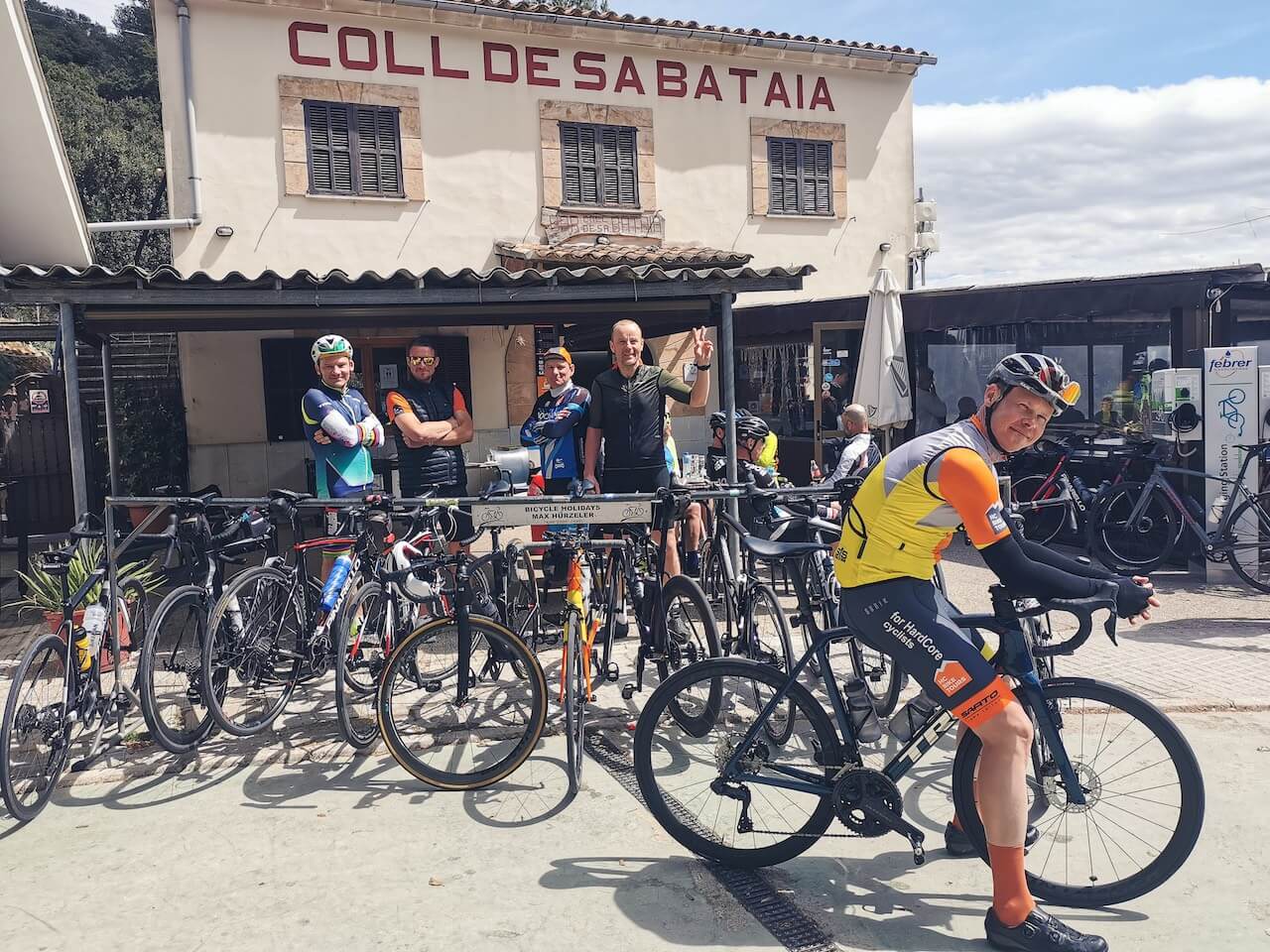 Mallorca cycling camp coffee stop at Coll de Sa Batalla