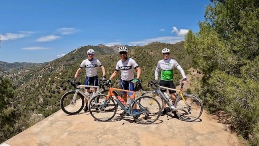 NRG Performance Training athletes posing for a photo during a bicycle ride in Andalucia, Spain
