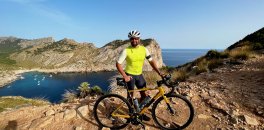 HC Bike Tours guest during private guided ride to Formentor lighthouse (Cap Formentor), Mallorca, Spain