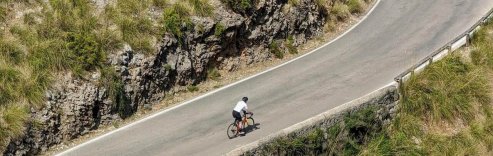 Climbing from Sa Colobra to Coll dels Reis in during Mallorca cycling trip, Spain