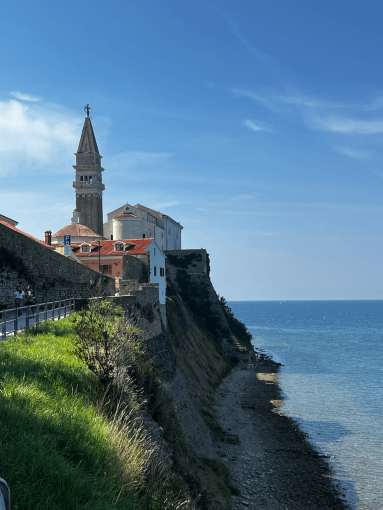 View to the Piran town on the Adriatic coast in Slovenia