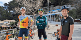 HC Bike Tours Mallorca Cycling Camp 2023 participants posing in port town of Sa Colobra
