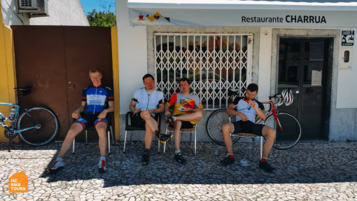 Cyclists enjoying a shade during a bike trip in Portugal 2016