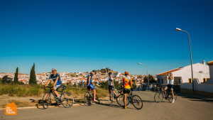 Cyclists regrouping during Portugal bike trip in 2016