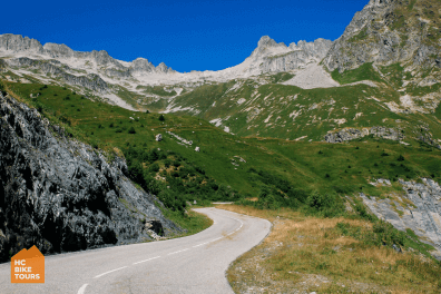 View at the mountain range during Tour de France viewing tour in French Alps