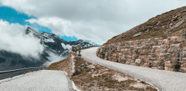 Cobbled turns of Gross Glockner mountain pass in Austria