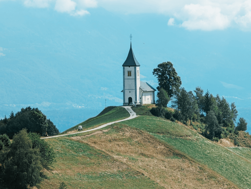 Church on the side of a mountain in Slovenia
