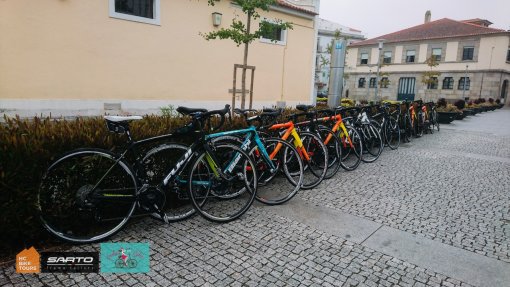Bikes lined up and waiting for riders during Portugal and Northern Spain bike trip in 2017