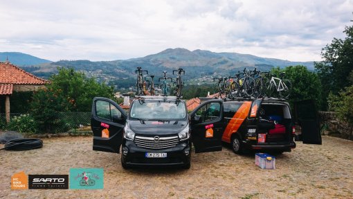 HC Bike Tours support vans loaded with bikes during Portugal and Northern Spain bike trip in 2017
