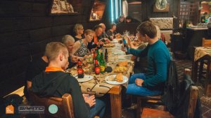 Dinner time after a long day of cycling in Asturias Spain