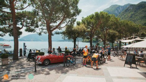 Menaggio town on the lake Como - coffee stop on a Private cycling vacations with HC Bike Tours