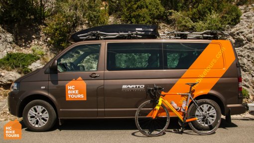 HC Bike Tours cycling support van and Sarto rental bike for Mallorca cycling camp