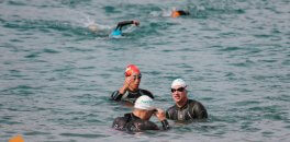 NRG tri camp swimming after a bike ride on tri camp in Nerja Spain - HC Bike Tours