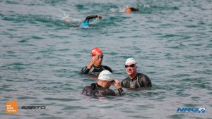 NRG tri camp swimming after a bike ride on tri camp in Nerja Spain - HC Bike Tours